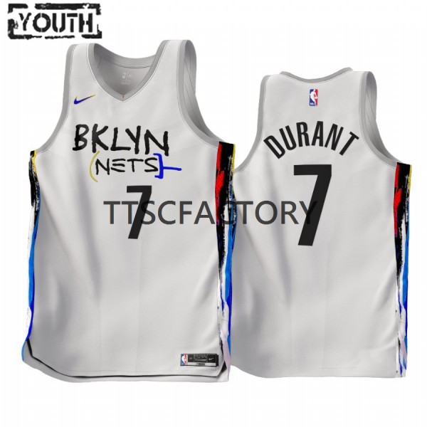 Brooklyn Nets Trikot Kevin Durant 7 Nike 2022-23 City Edition Weiß Swingman - Kinder